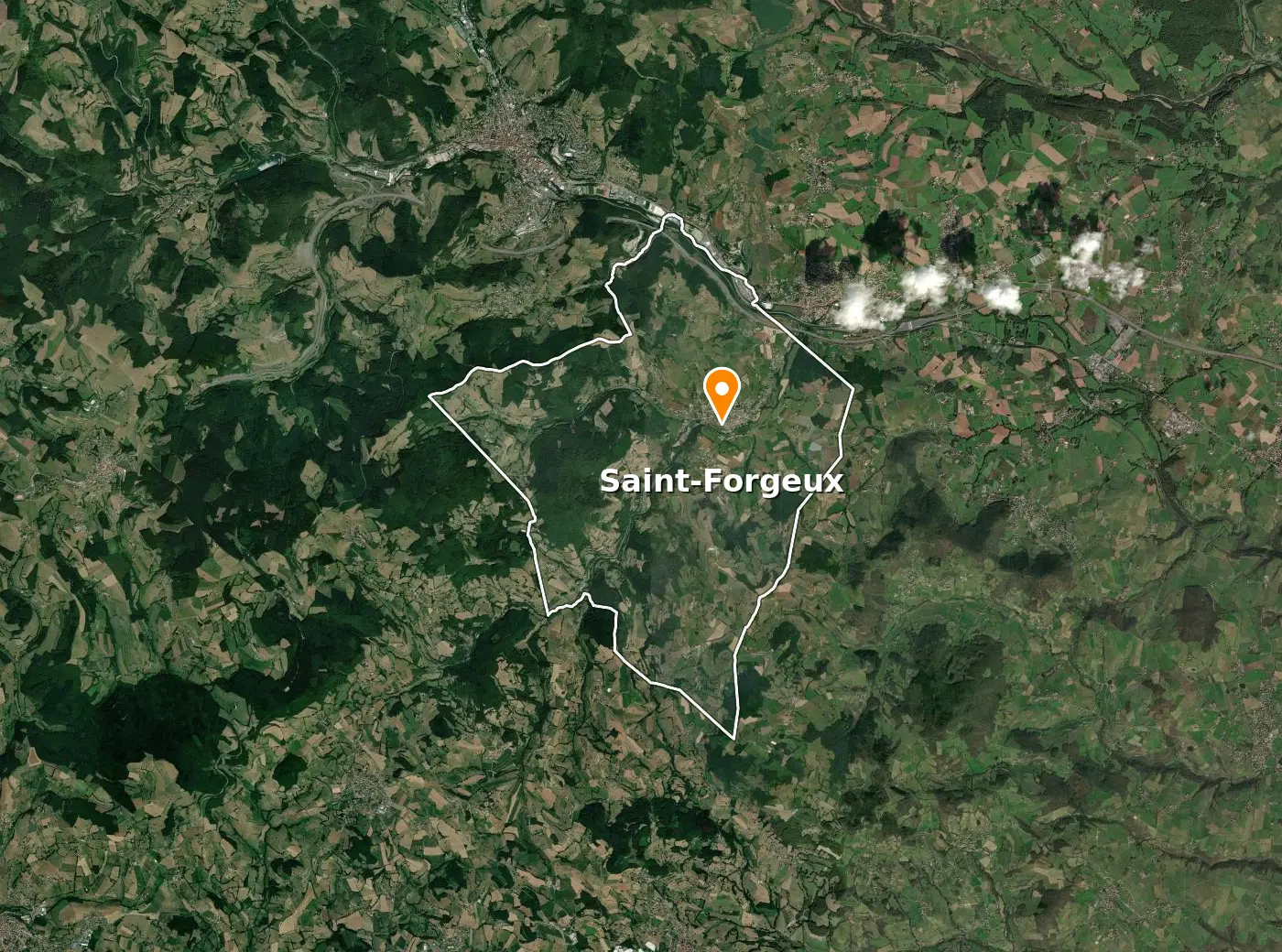 Vue satellite de la commune de Saint-Forgeux avec son contour