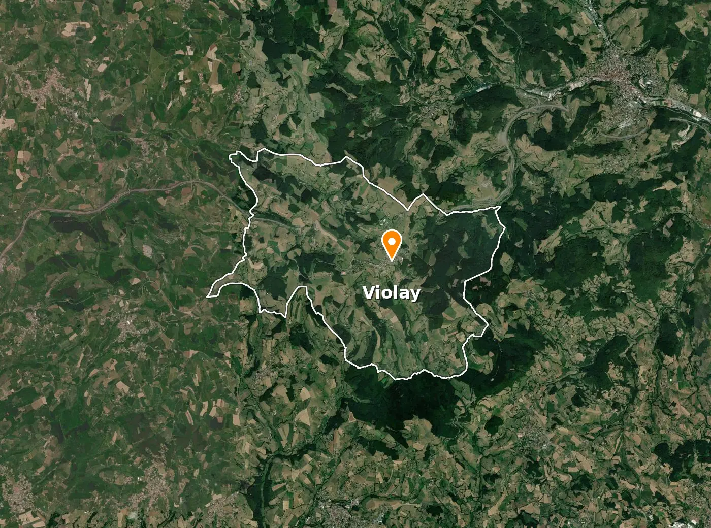Vue satellite de la commune de Violay avec son contour
